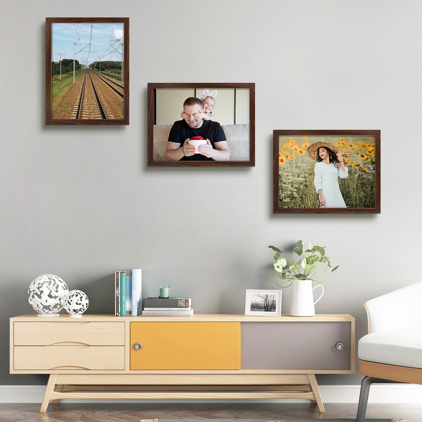 Frametory,12x16 Picture Frame for 8.5x11 Photo with White Mat and Plexiglass (8 Pack)