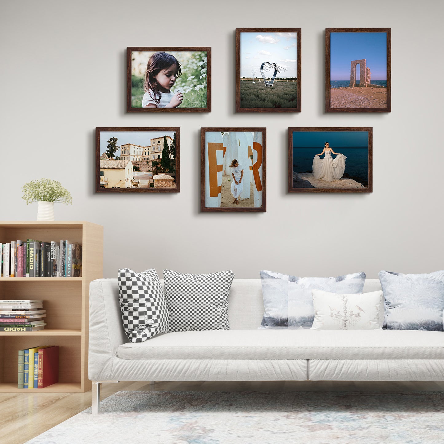 Frametory,12x16 Picture Frame for 8.5x11 Photo with White Mat and Plexiglass (8 Pack)