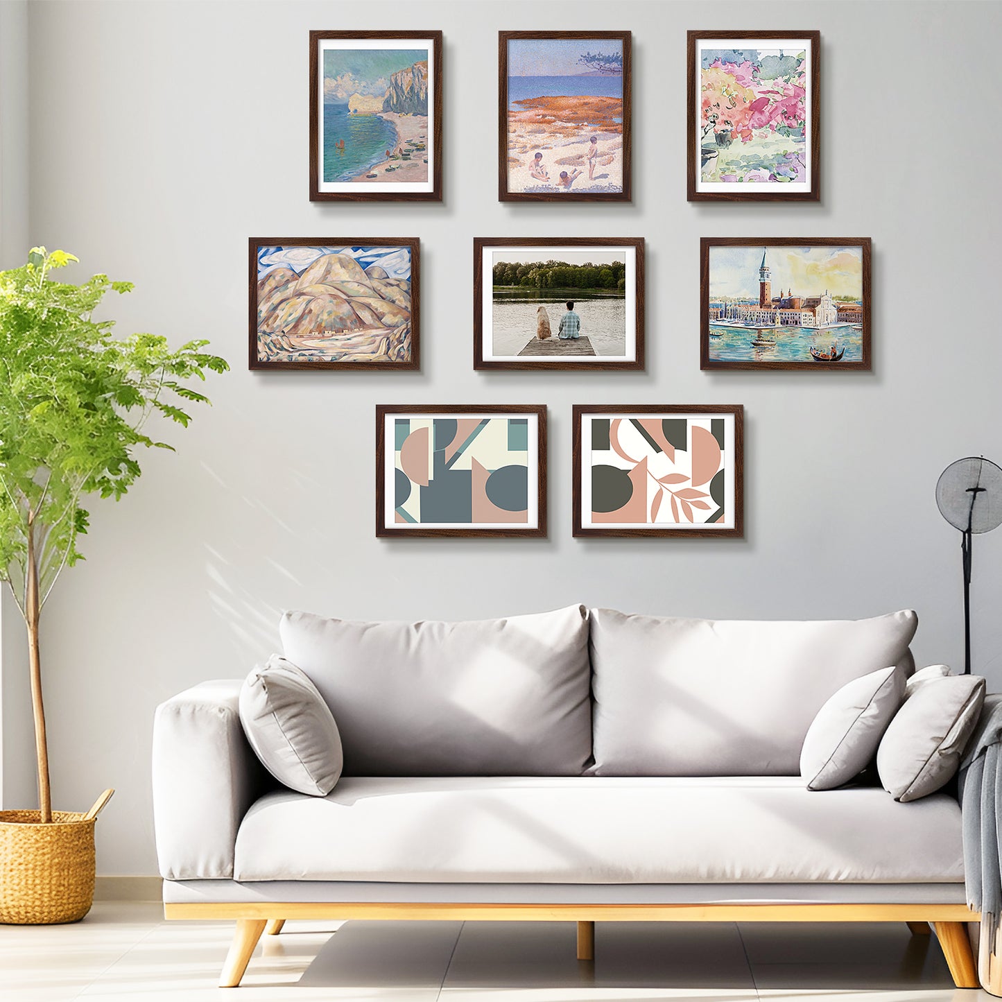 Frametory,12x16 Picture Frame for 11x14 Photo with White Mat and Plexiglass (8 Pack)
