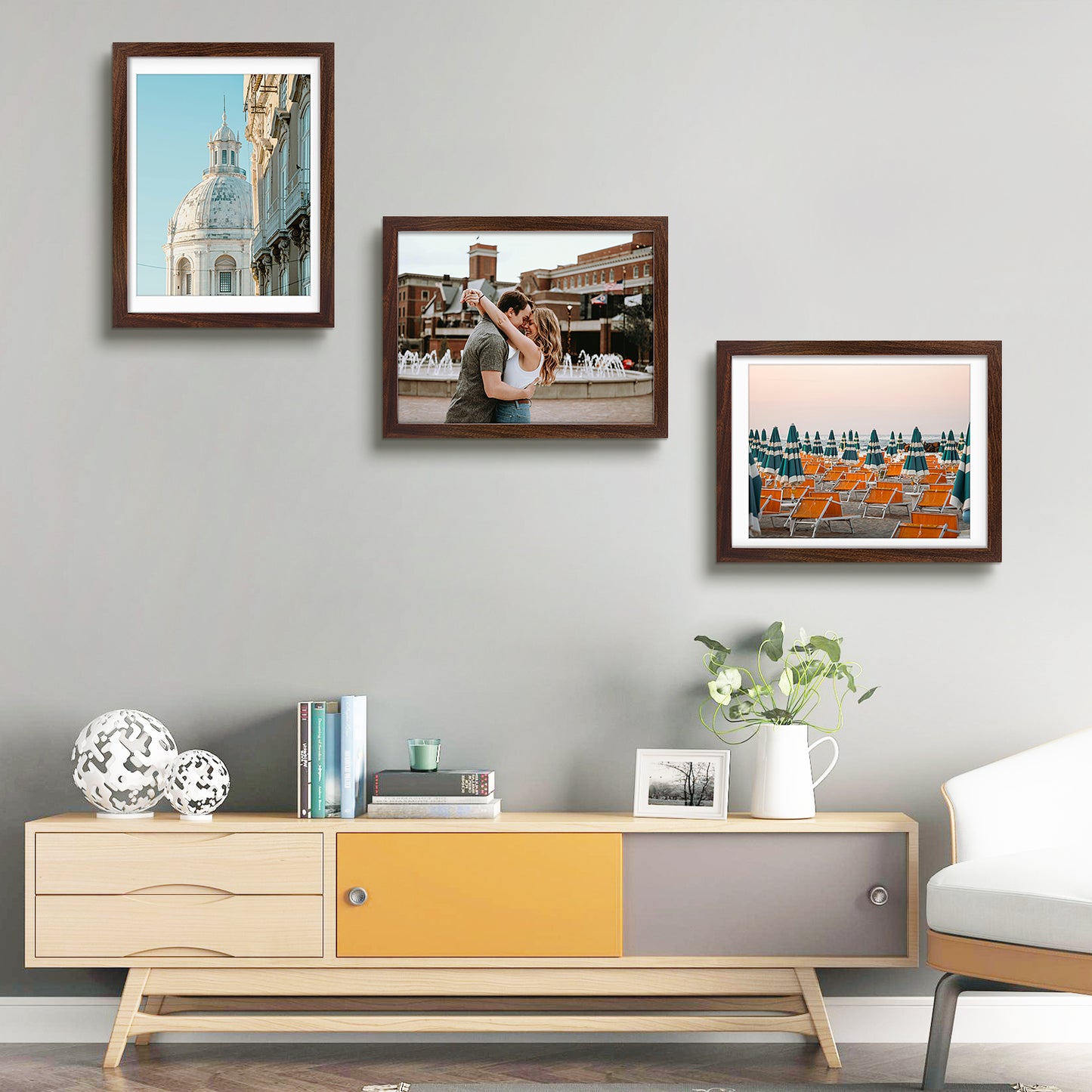 Frametory,12x16 Picture Frame for 11x14 Photo with White Mat and Plexiglass (8 Pack)