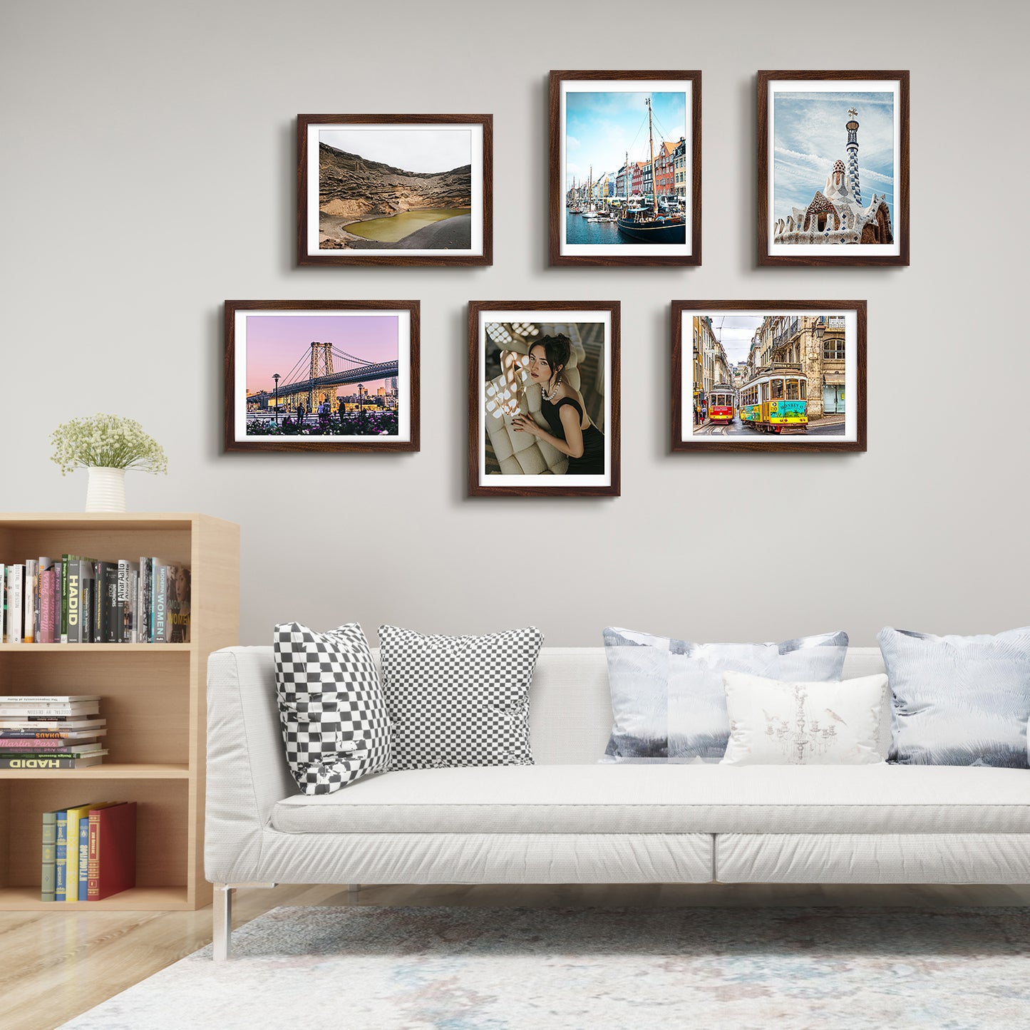 Frametory,12x16 Picture Frame for 11x14 Photo with White Mat and Plexiglass (8 Pack)