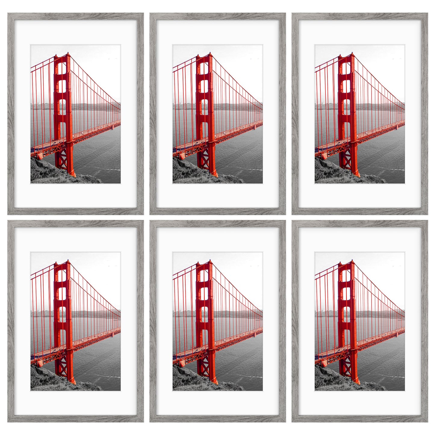 Frametory,16x24 Picture Frame for 12x18 Photo with White Mat and Real Glass (6 Pack)