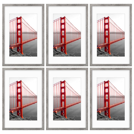 Frametory,16x24 Picture Frame for 12x18 Photo with White Mat and Real Glass (6 Pack)