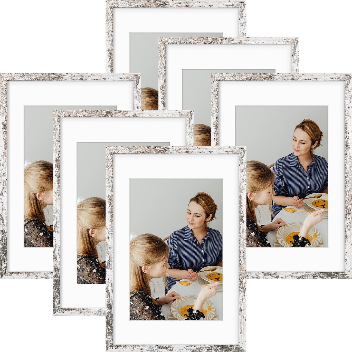 Frametory,16x24 Picture Frame for 12x18 Photo with White Mat and Real Glass (6 Pack)