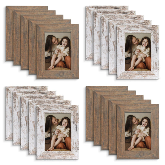 Clearance 5x7  MDF Picture Frame Retro Brown and Distressed White (20 Pack)