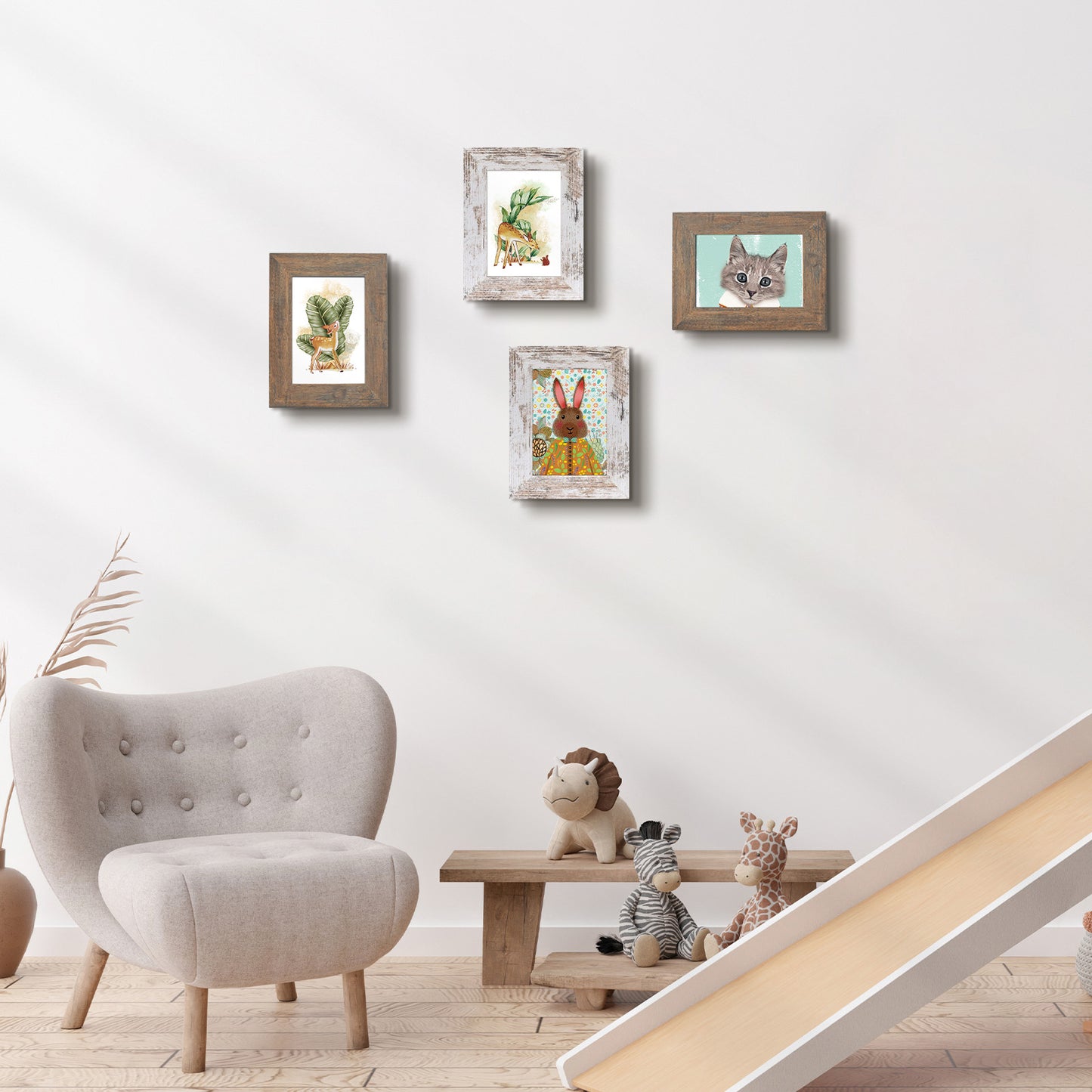 Clearance 5x7  MDF Picture Frame Retro Brown and Distressed White (20 Pack)