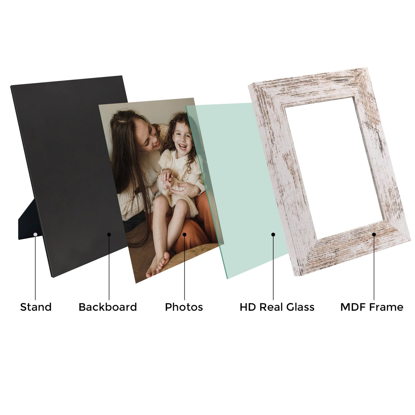 Clearance 5x7  MDF Picture Frame Retro Brown and Distressed White (20 Pack)