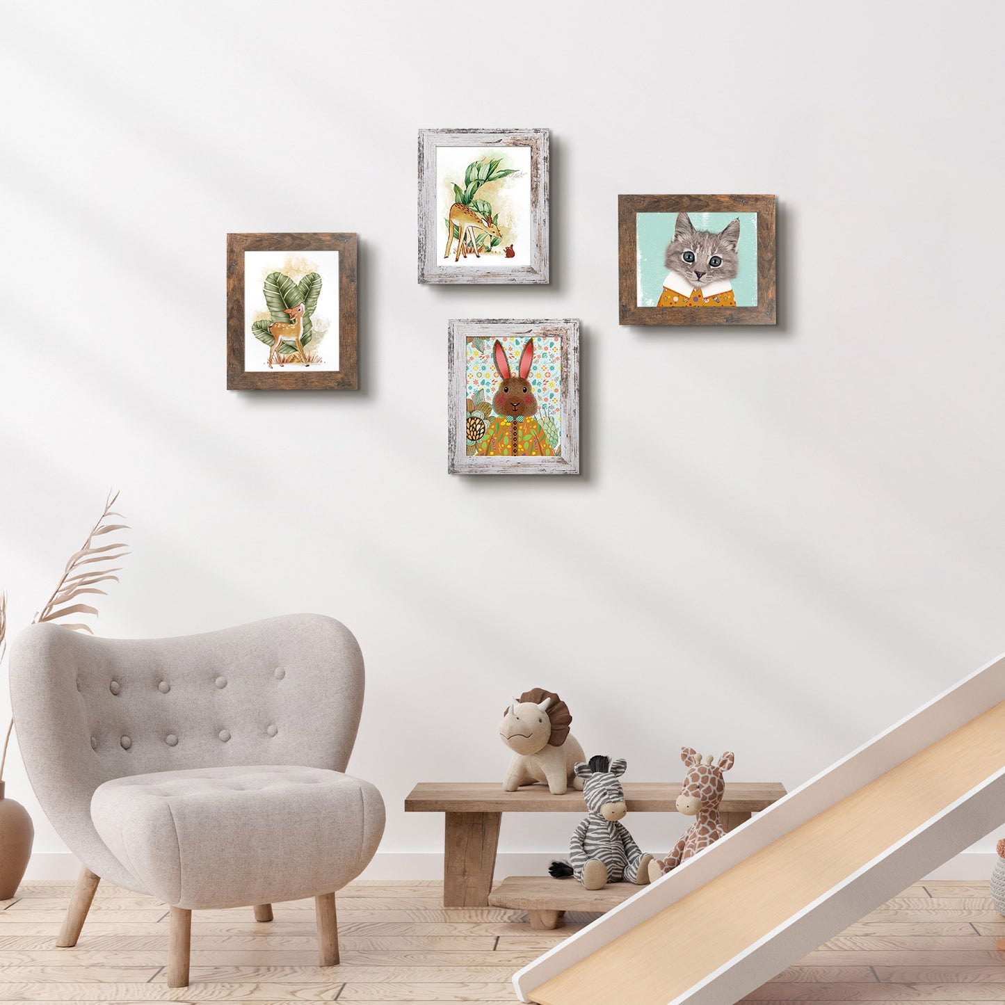 Clearance 8x10 MDF Picture Frame Retro Brown and Distressed White (16 Pack)