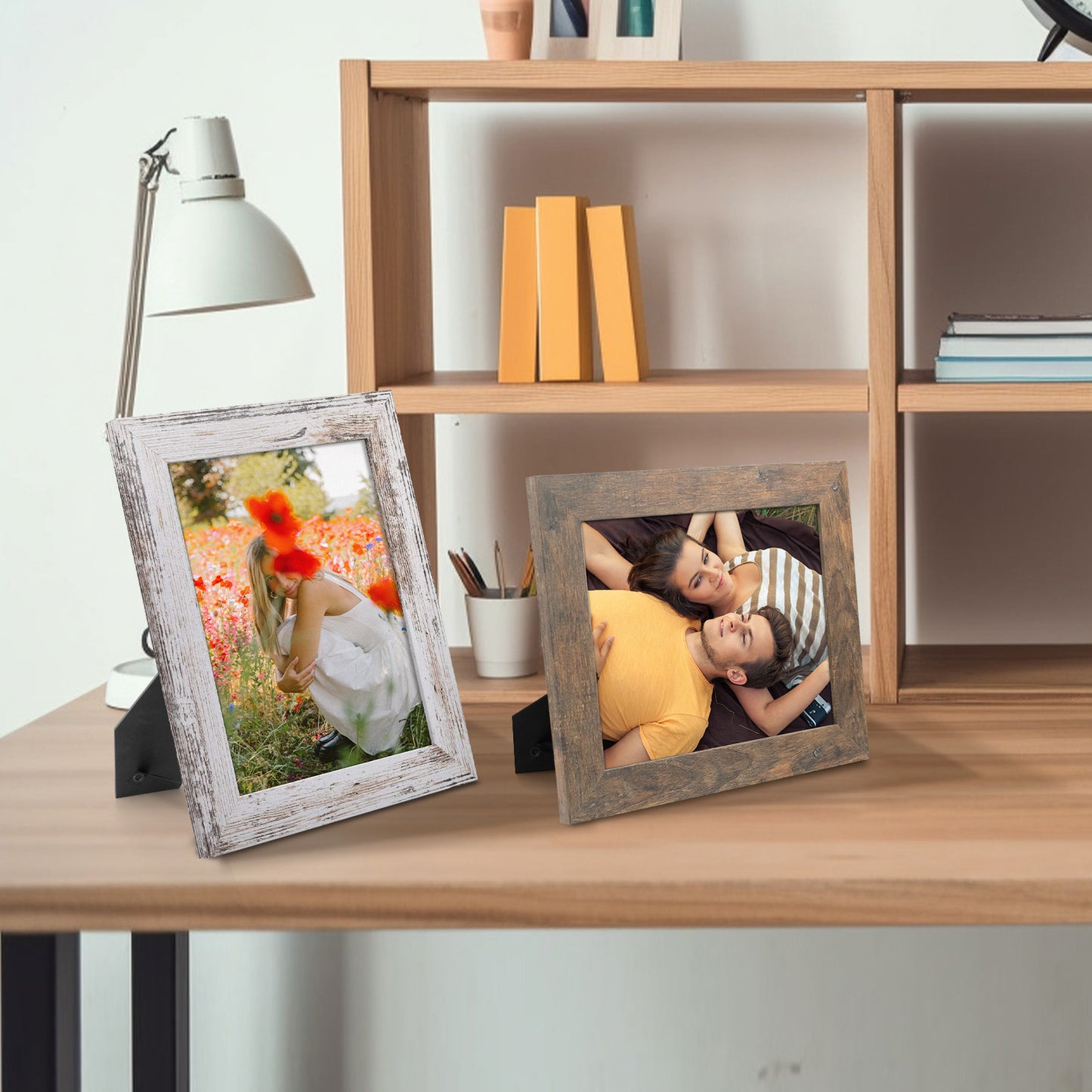 Clearance 8x10 MDF Picture Frame Retro Brown and Distressed White (16 Pack)