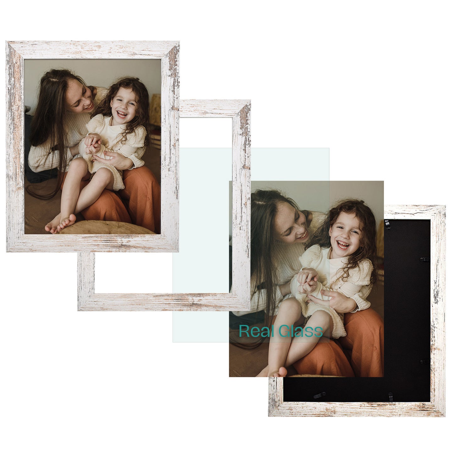 Clearance 11x14 MDF Picture Frame Retro Brown and Distressed White (10 Pack)