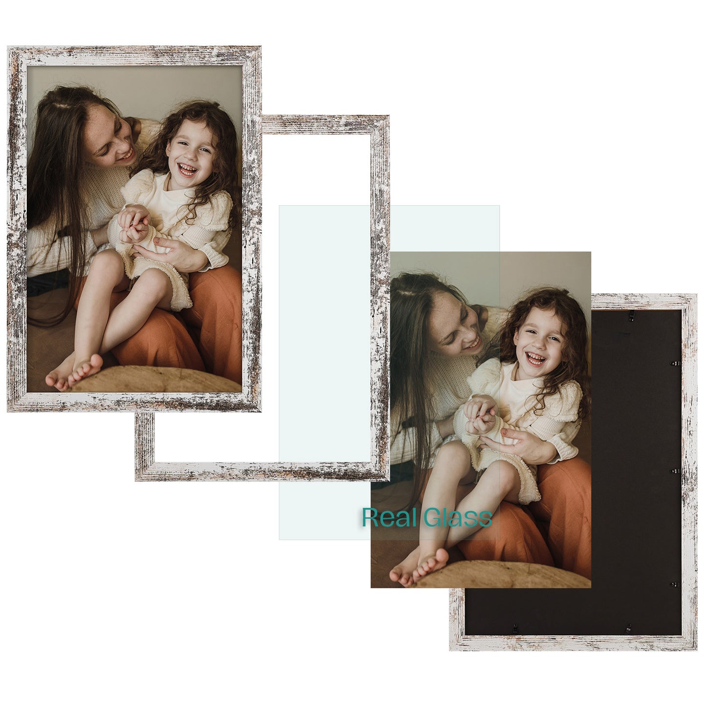 Clearance 16x24 Picture Frame with Plexiglass Distressed White (6 Pack)