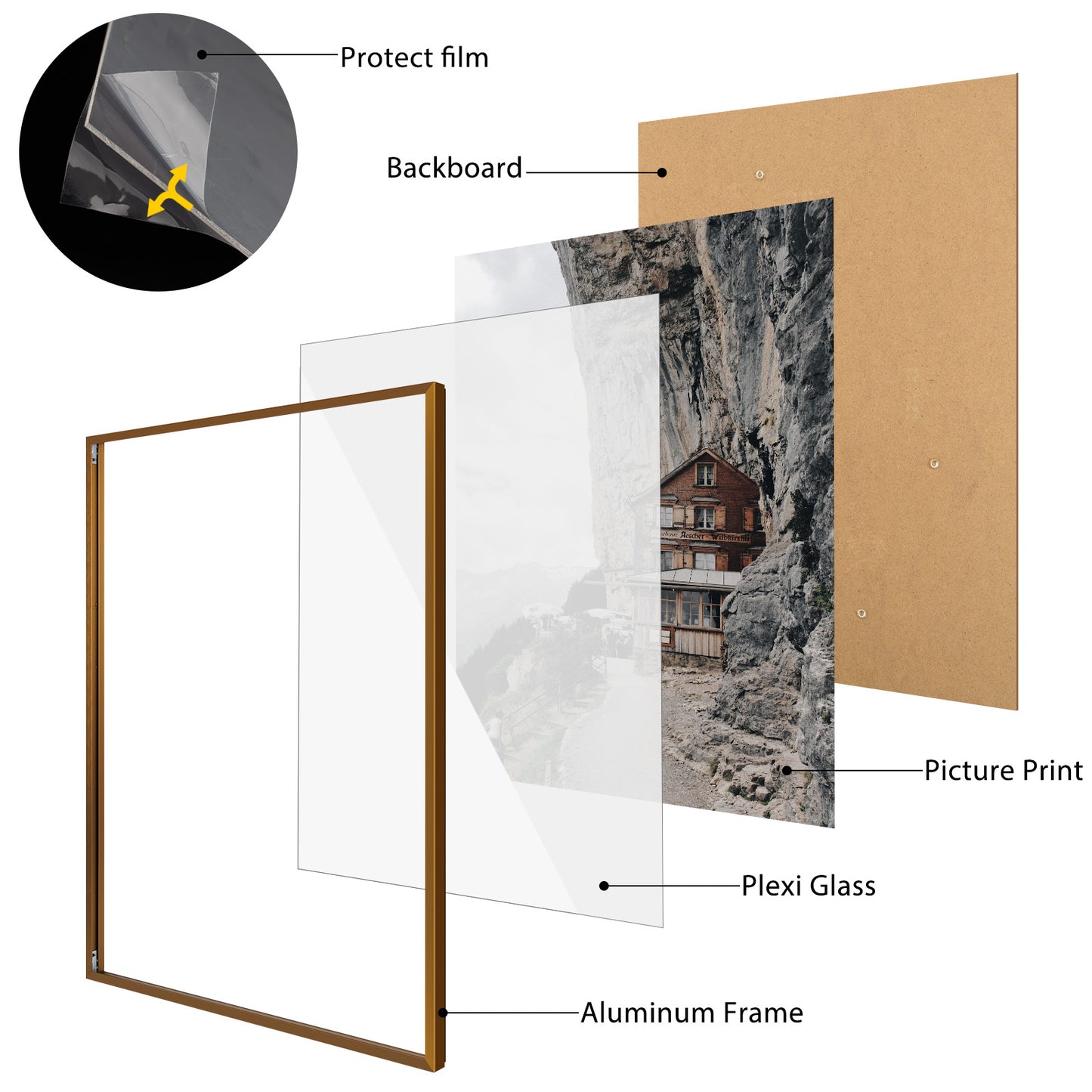 A1 Aluminum Picture Frame for 23.4x33.1 Picture with Plexiglass(3 Pack)