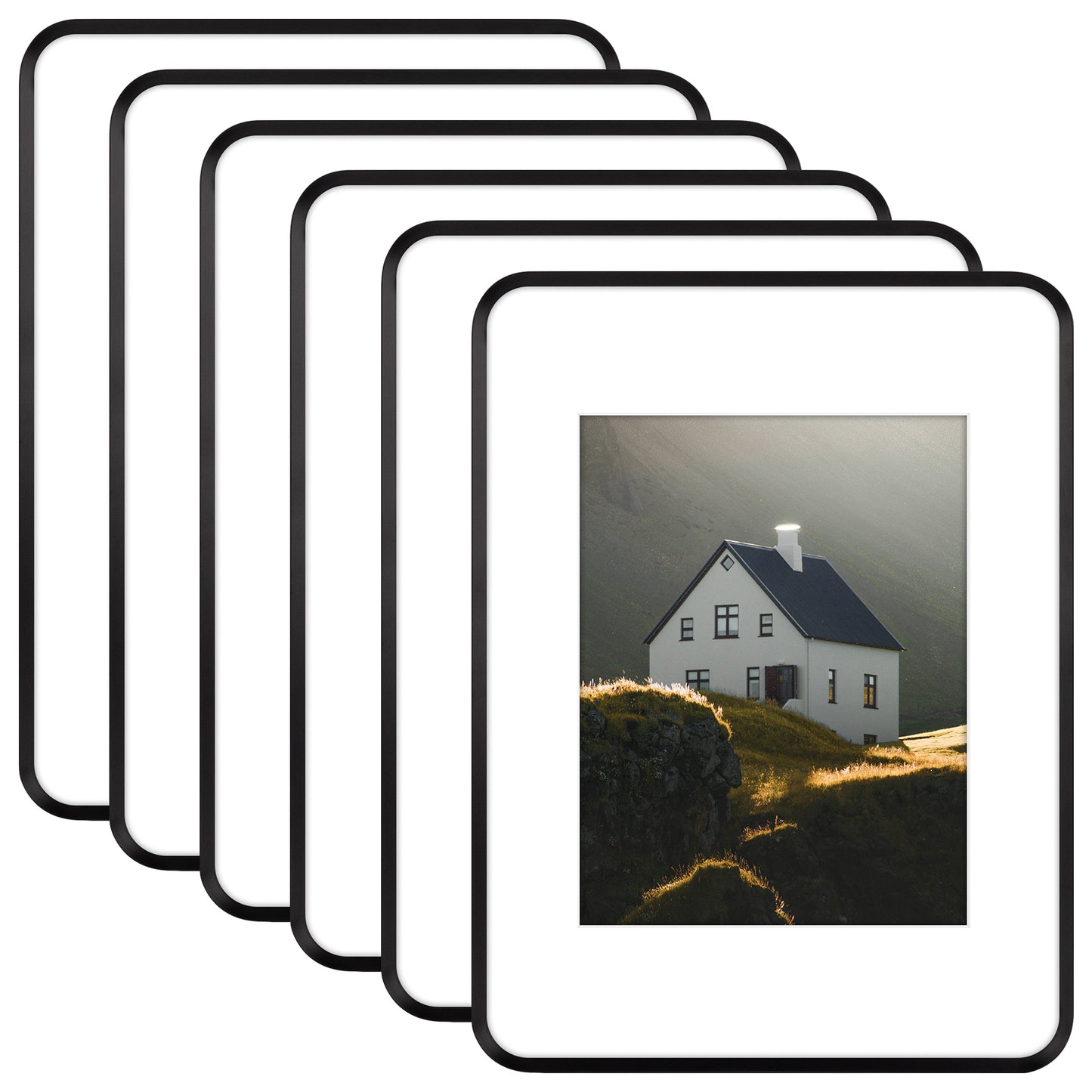 12x16 Aluminum Photo Frame for 8.5x11 Picture-Round Corner (6 Pack)