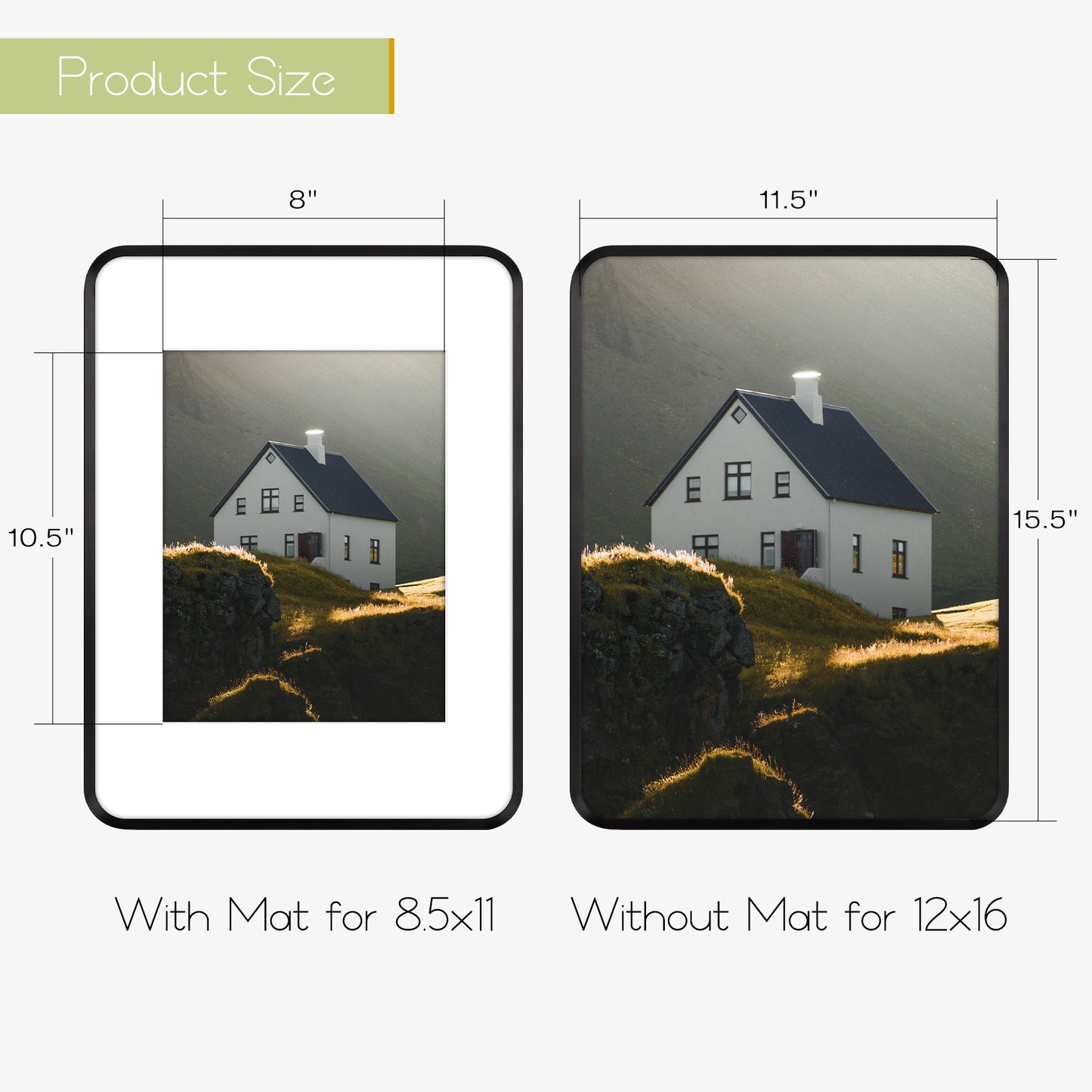 12x16 Aluminum Photo Frame for 8.5x11 Picture-Round Corner (6 Pack)