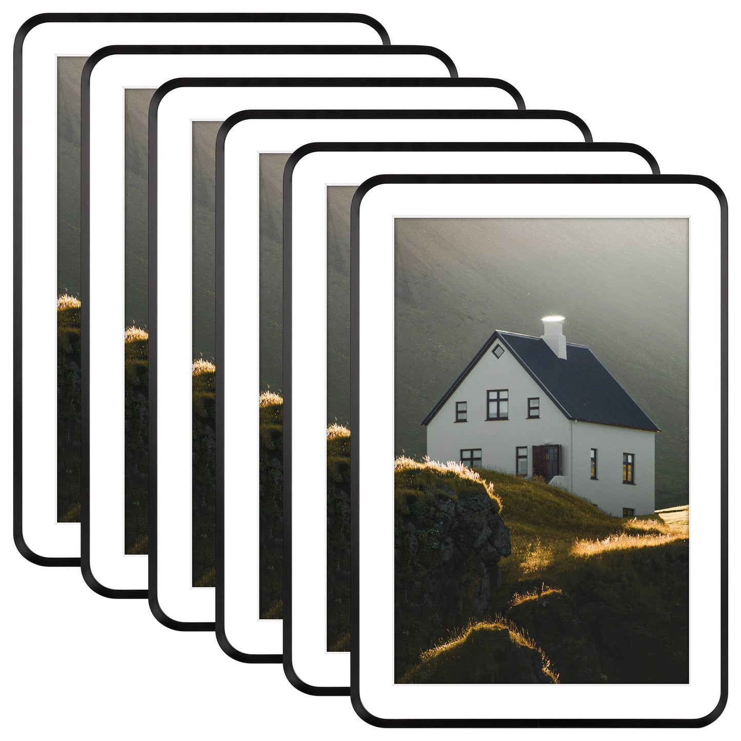 13x19 Aluminum Photo Frame for 11x17 Picture - Round Corner (6 Pack)