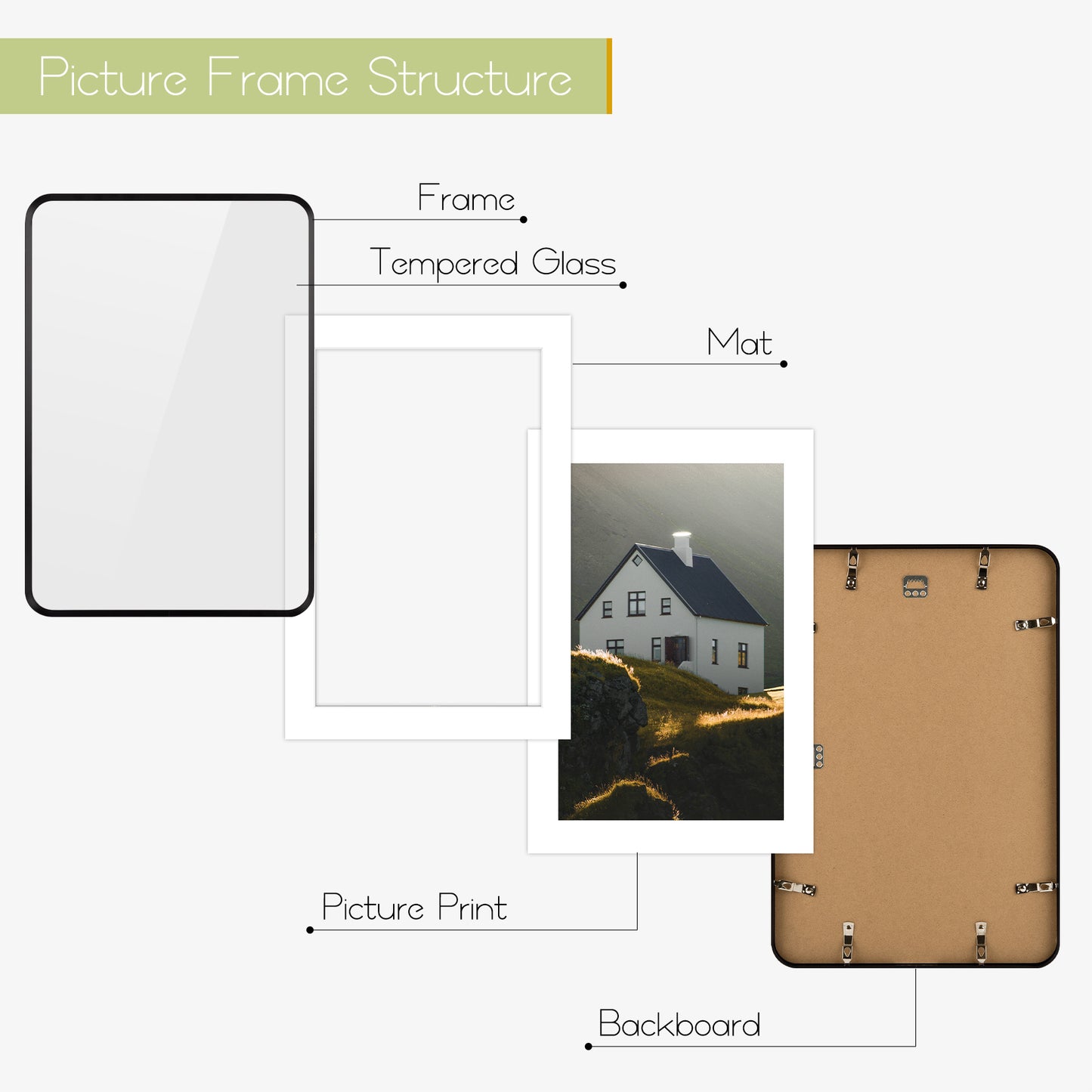 13x19 Aluminum Photo Frame for 11x17 Picture - Round Corner (6 Pack)