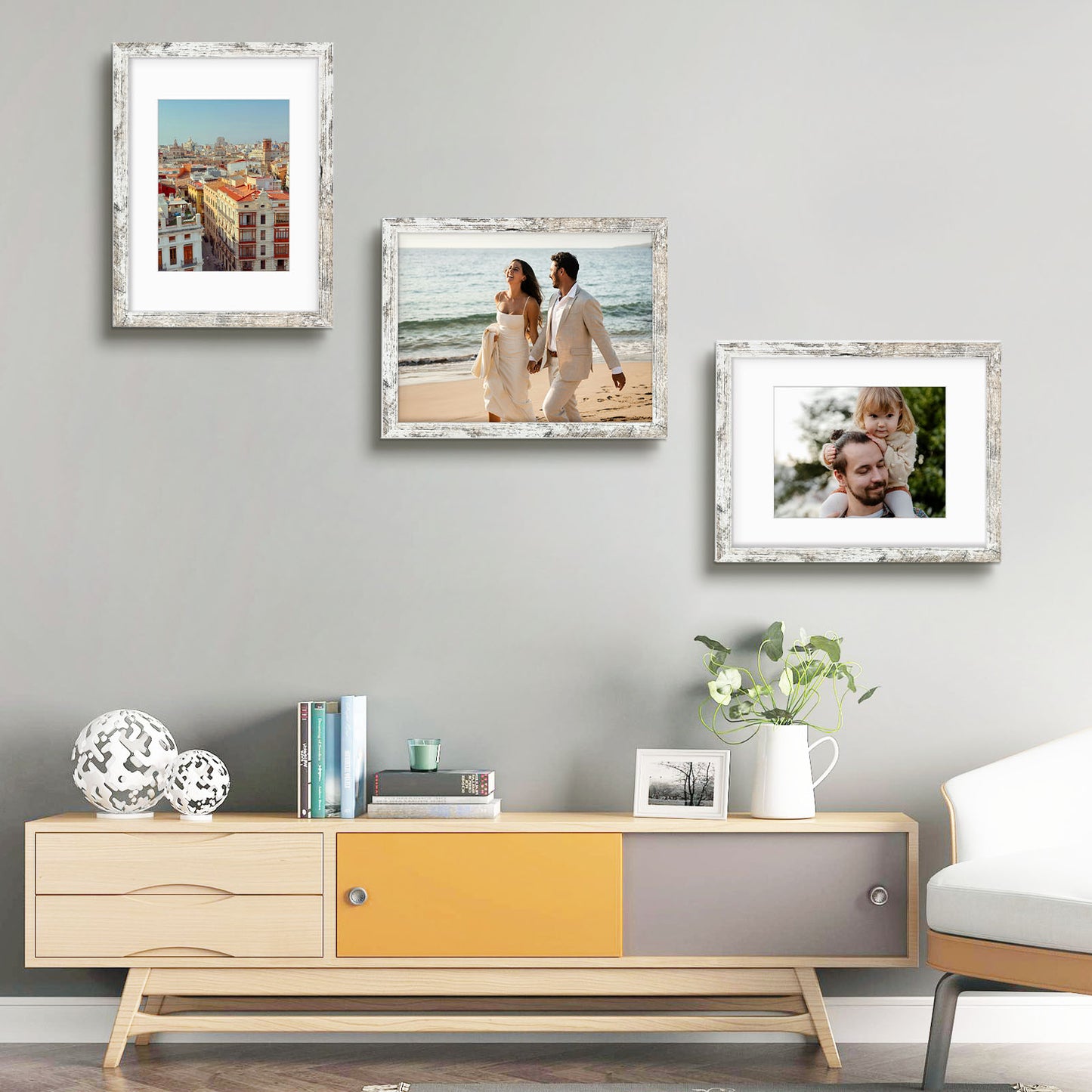 12x16 Distressed White Picture Frame for 8.5x11 Photo (8 Pack)