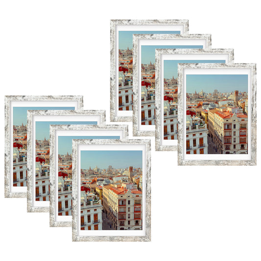 12x16 Distressed White Picture Frame for 11x14 Photo (8 Pack)