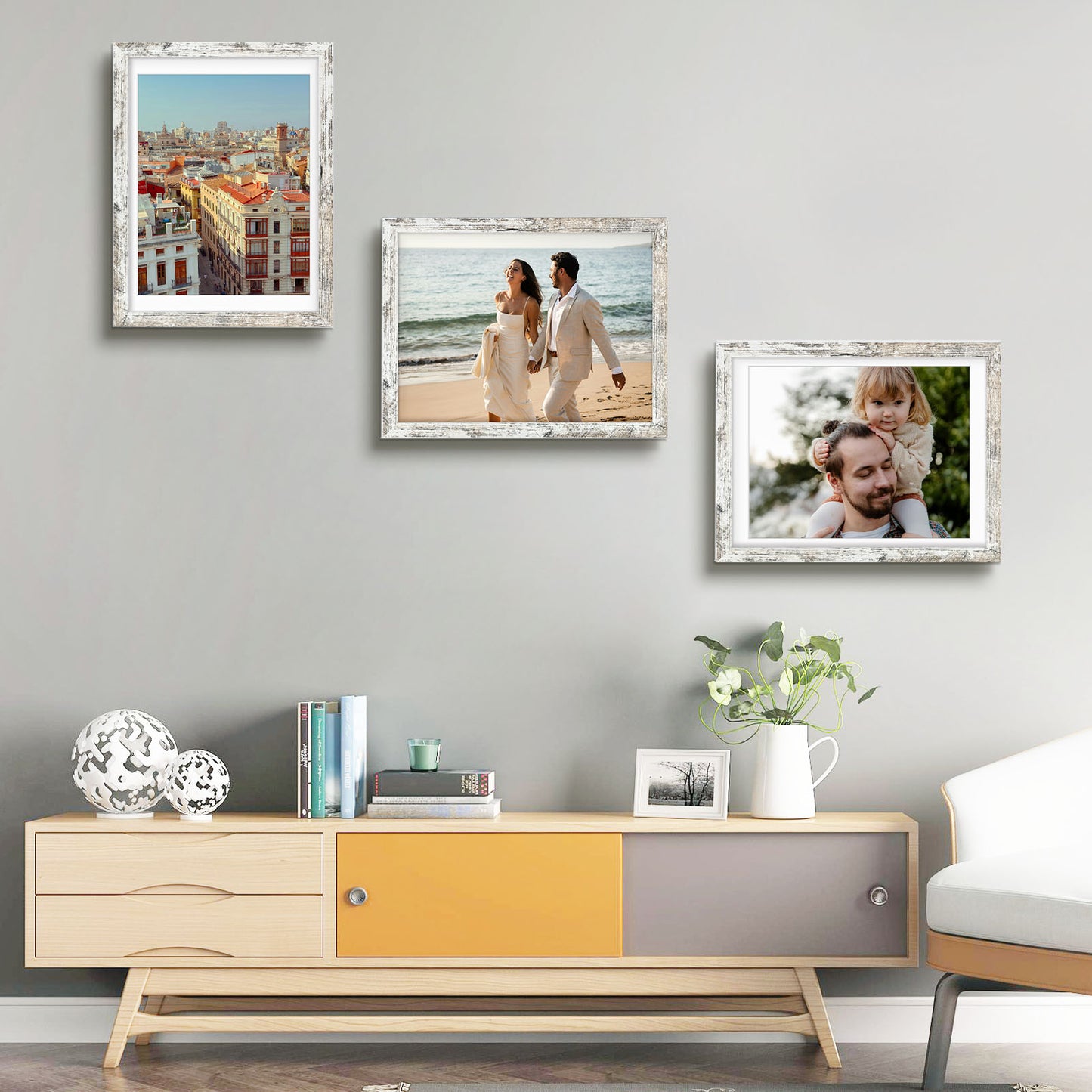 12x16 Distressed White Picture Frame for 11x14 Photo (8 Pack)