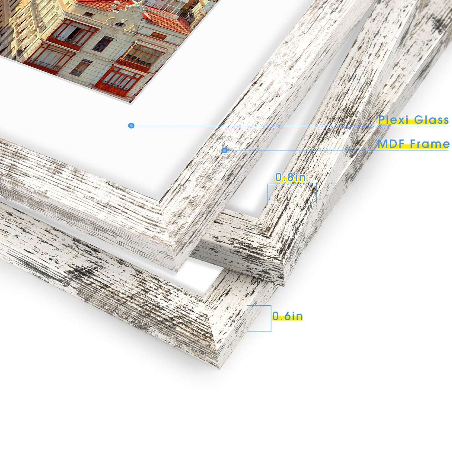 12x16 Distressed White Picture Frame for 11x14 Photo (8 Pack)