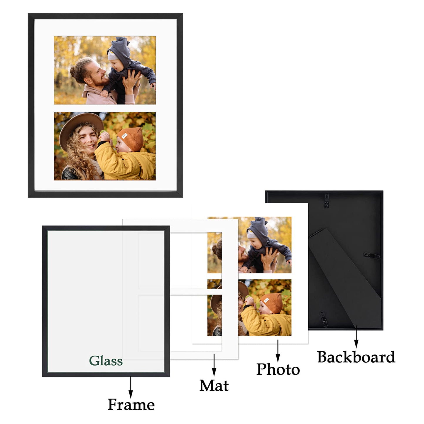 8x10 Black Collage Photo Frame Display Two 4x6 Picture (12 Pack)