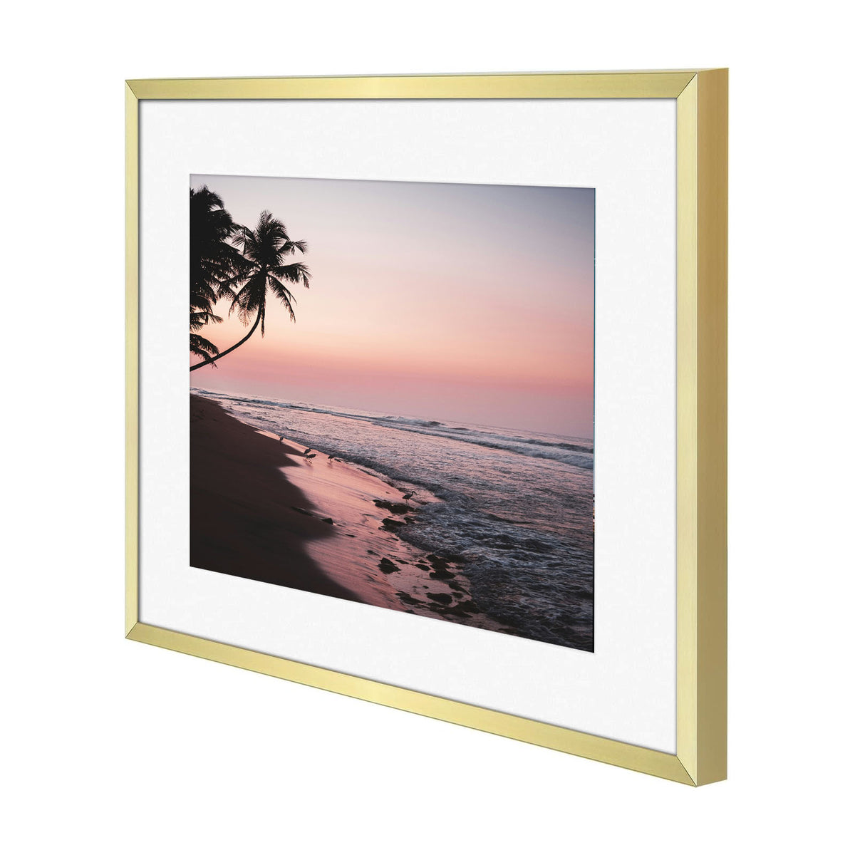 Frametory, 11x14 Gold Aluminum Frame with White Mat and Real Glass (6 Pack)