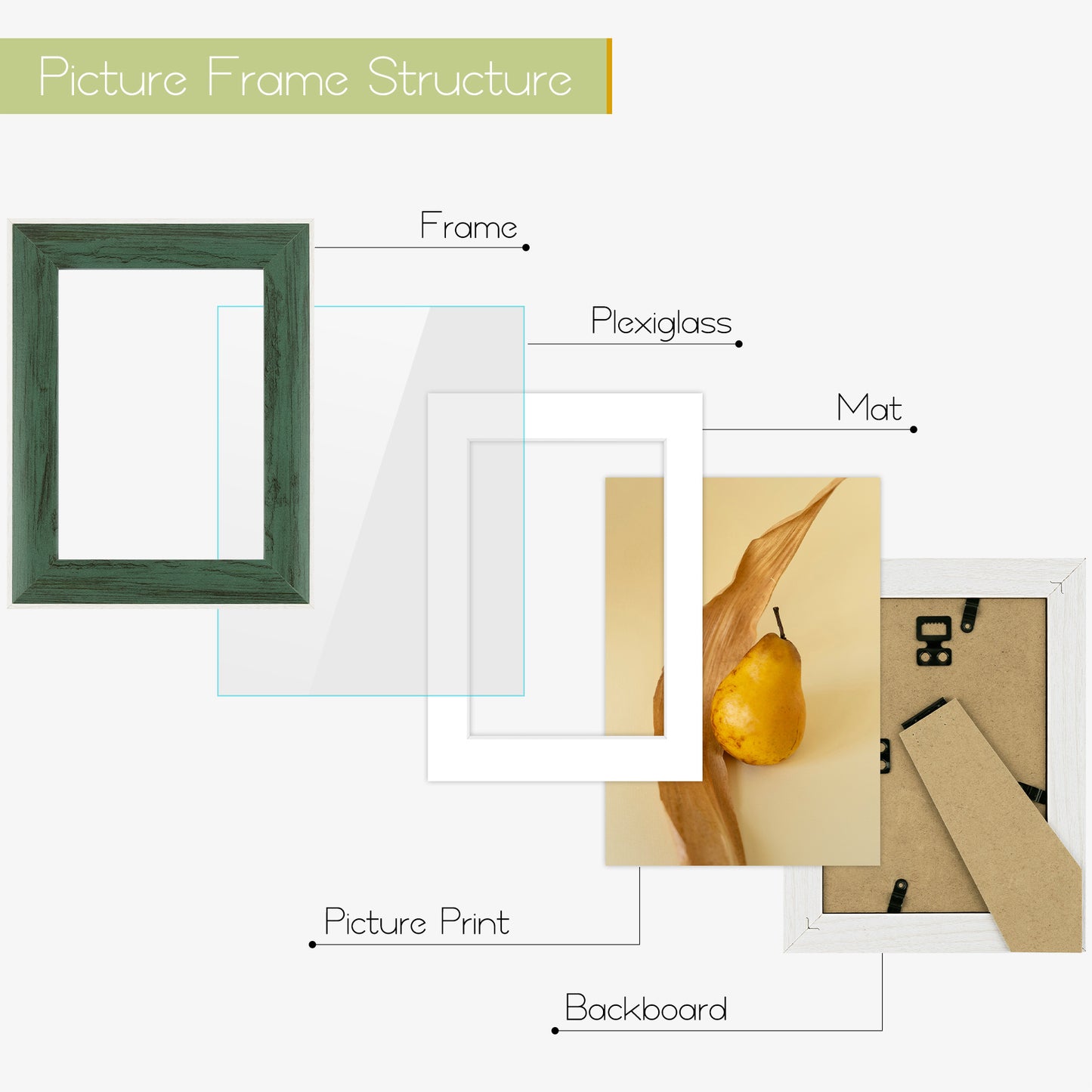 Frametory, Clearance 5x7 Picture Frames for 4x6 Photos Green (36 Pack)