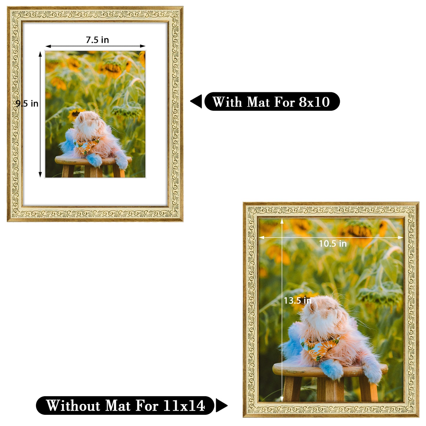 Frametory,11x14 Picture Frame for 8x10 Photo Antique Gold (10 Pack)