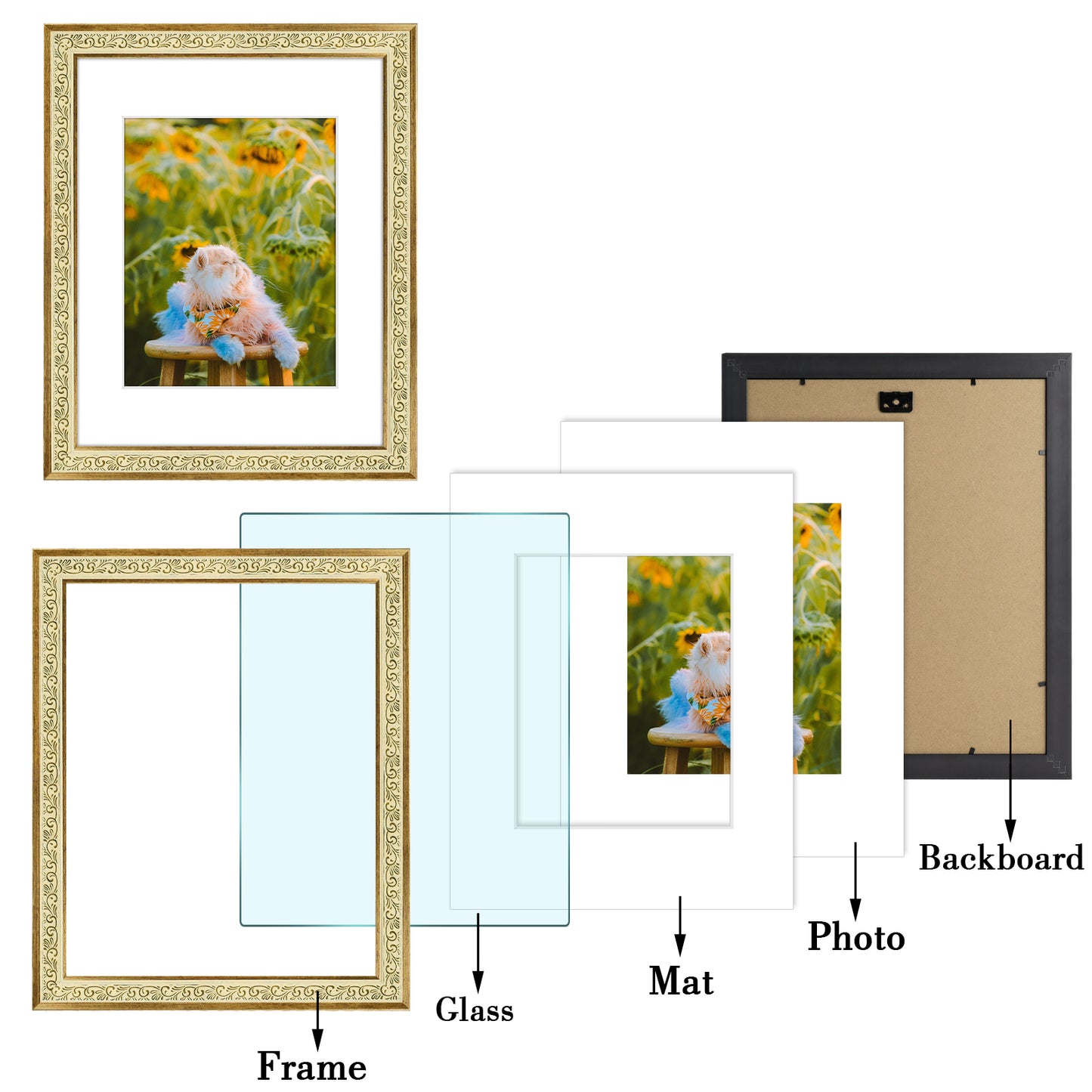 Frametory,11x14 Picture Frame for 8x10 Photo Antique Gold (10 Pack)