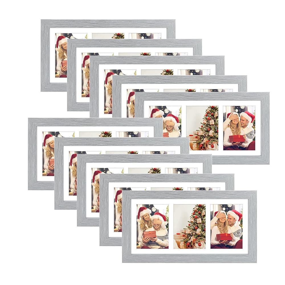 7x14 Collage Picture Frames for Three 4x6 Pictures (10 Pack)