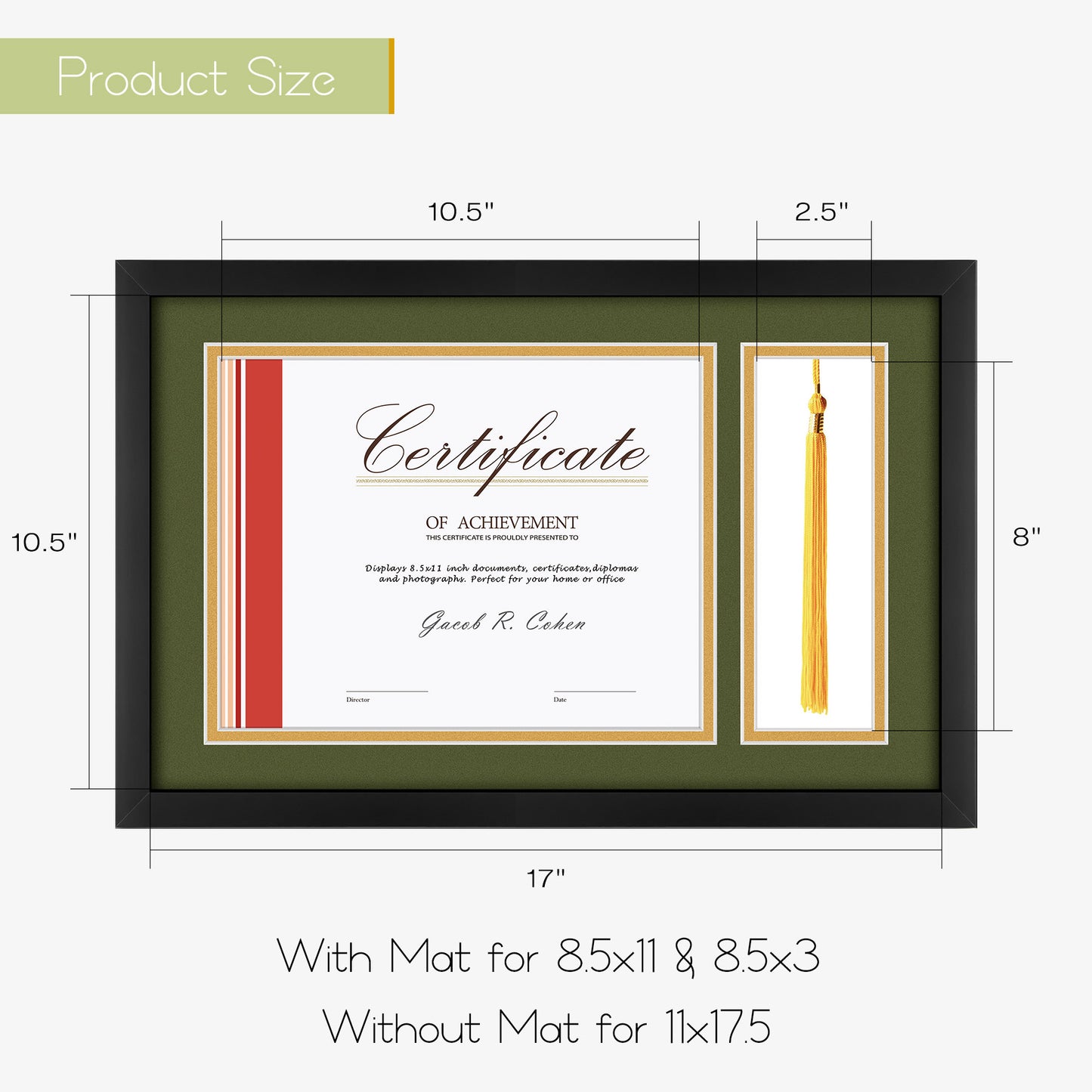 Clearance 11x17.5 Diploma Frame For 8.5x11 Certificate with Tassel Holder (6 Pack)