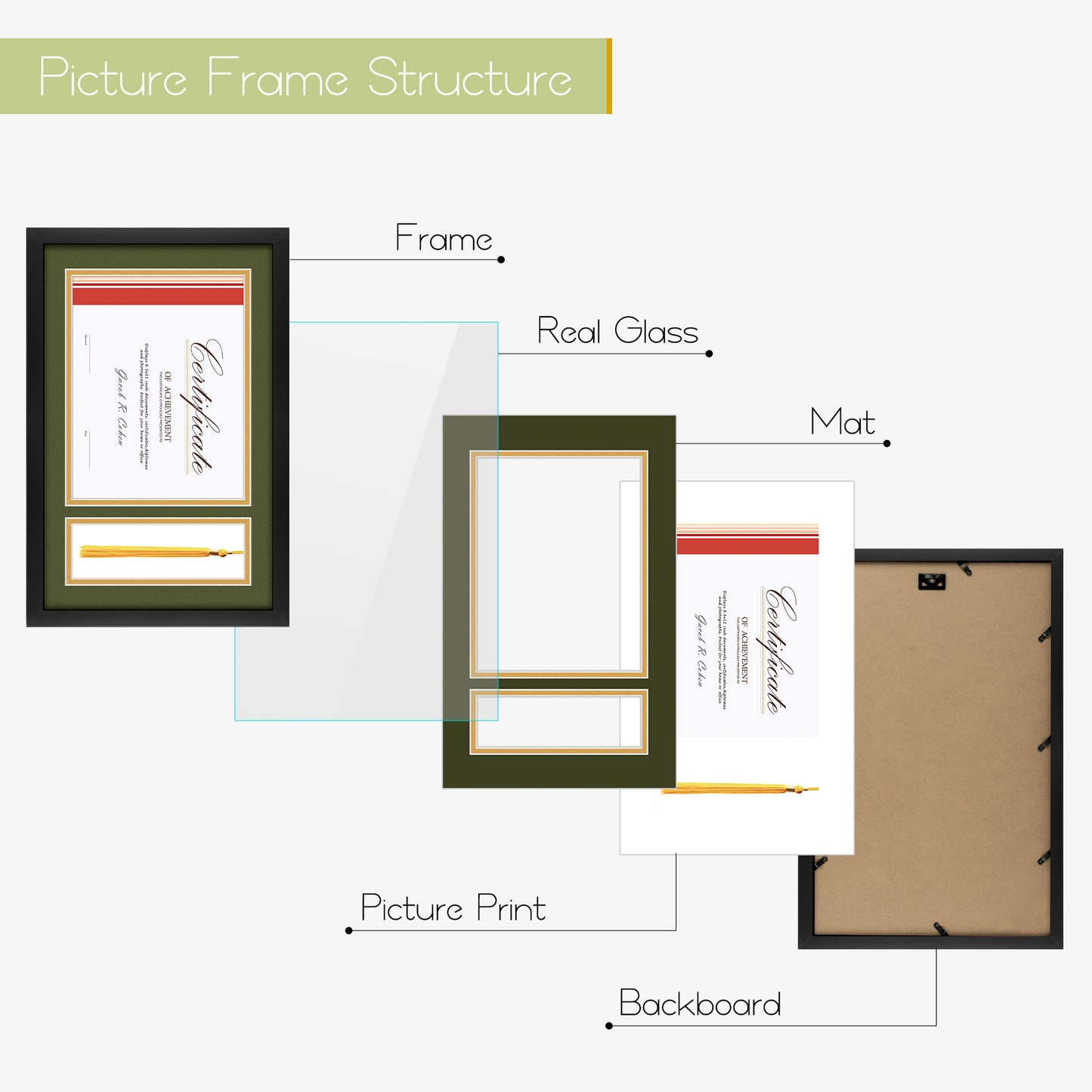 Clearance 11x17.5 Diploma Frame For 8.5x11 Certificate with Tassel Holder (6 Pack)