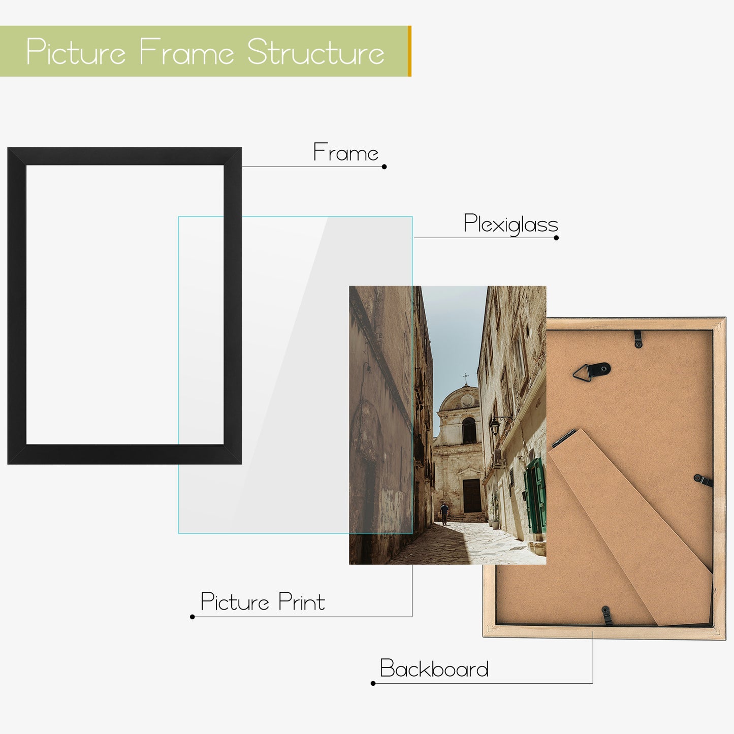 Clearance A4 Black Picture Frame with Plexiglass (8 Pack)