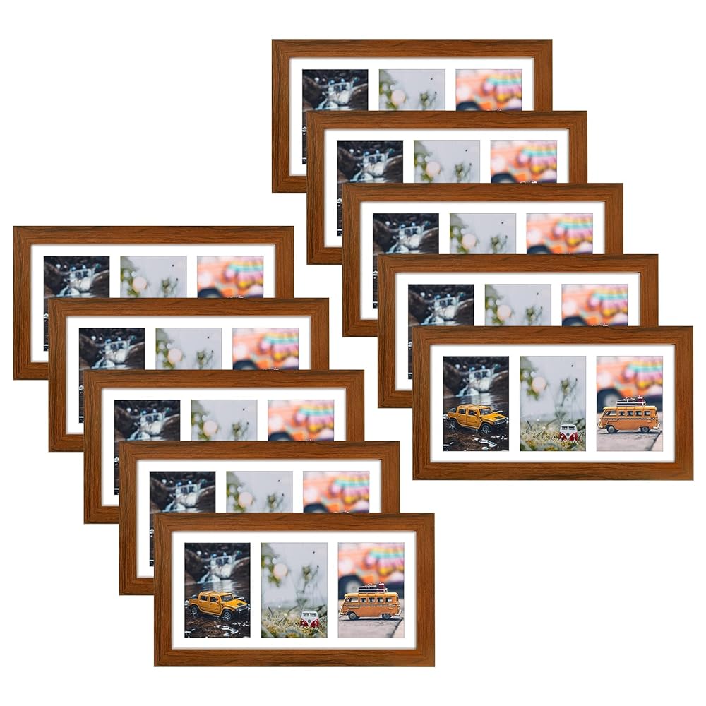 7x14 Collage Picture Frames for Three 4x6 Pictures (10 Pack)