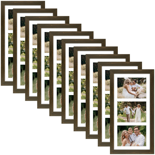 Clearance 7x14 Wood Frame Displays Three 4x6 Pictures (10 Pack)