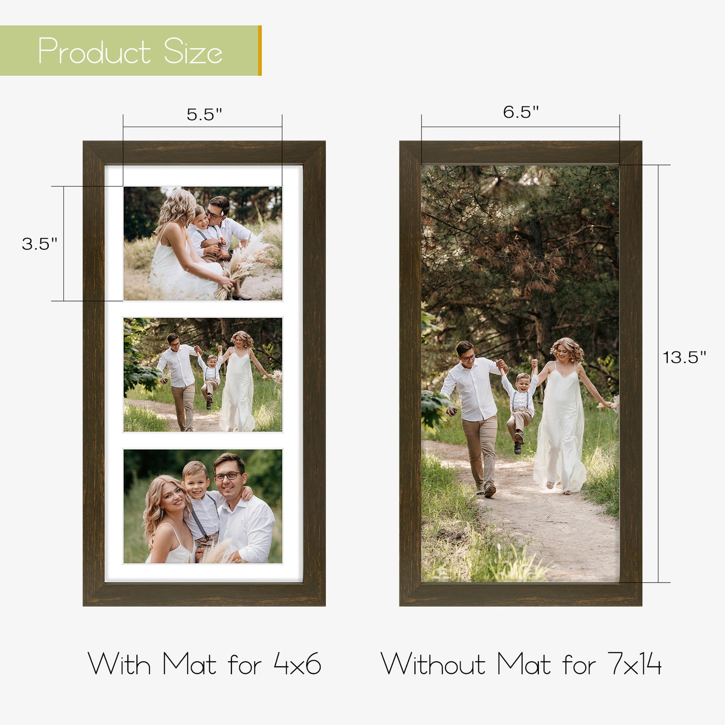 Clearance 7x14 Wood Frame Displays Three 4x6 Pictures (10 Pack)