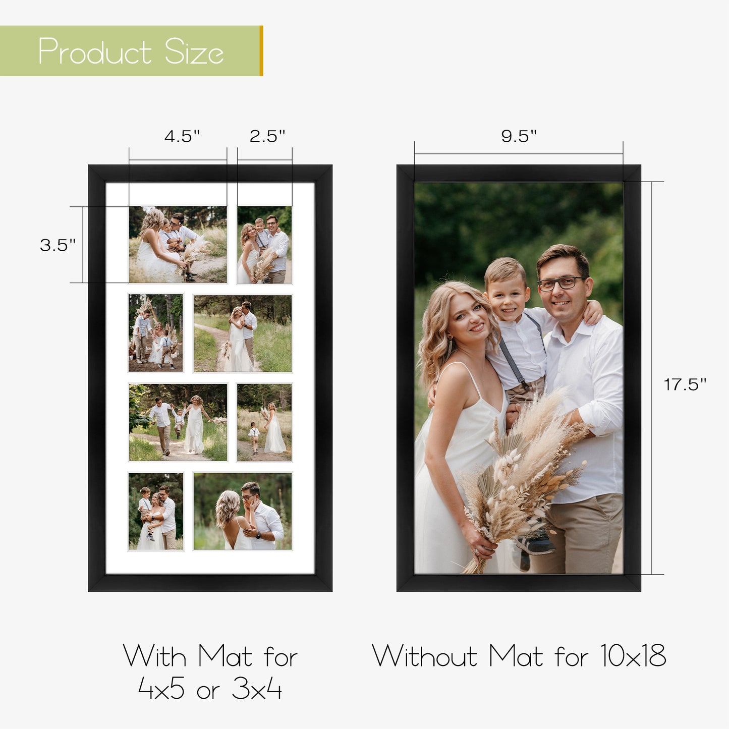 Clearance 10x18 Collage Frame For Four 4x5 And Four 3x4 Photos(8 Pack)