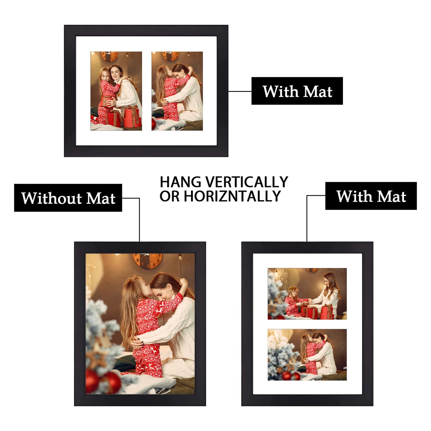 Clearance 8x10 Wood Picture Frame for Two 4x6 Photos (9 Pack)