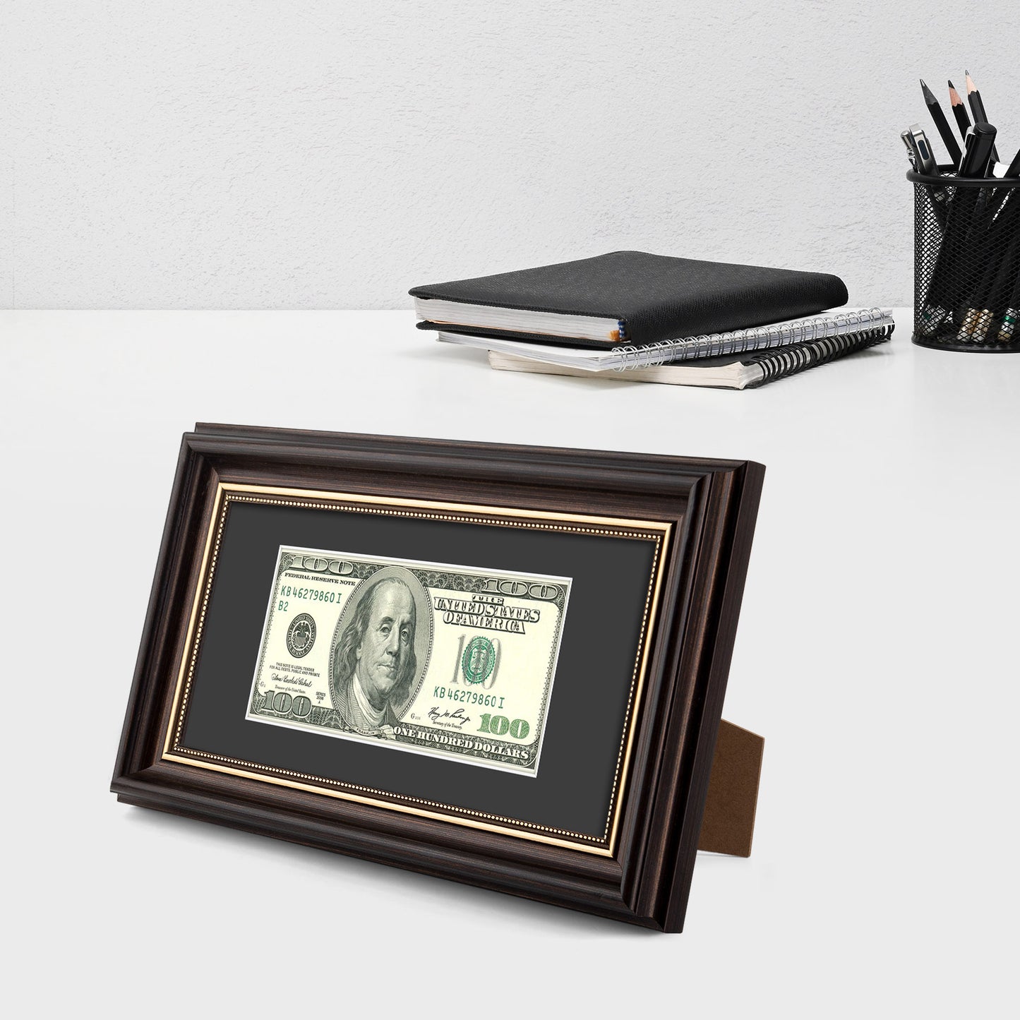 Frametory,Dollar Bill Frame with Black Mat or Hold 4x9 Business License (10 Pack)