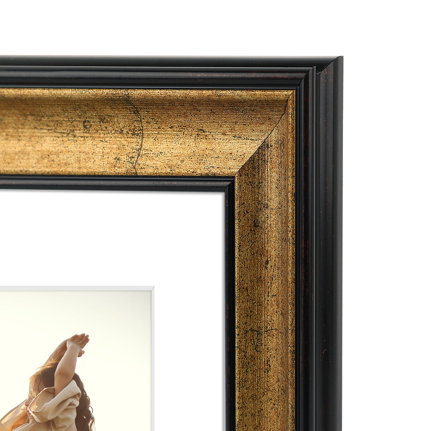 9x18 Collage Picture Frame with White Mat Displays Three 5x7 Photos  Dark Gold-Brown Color (10 Pack)