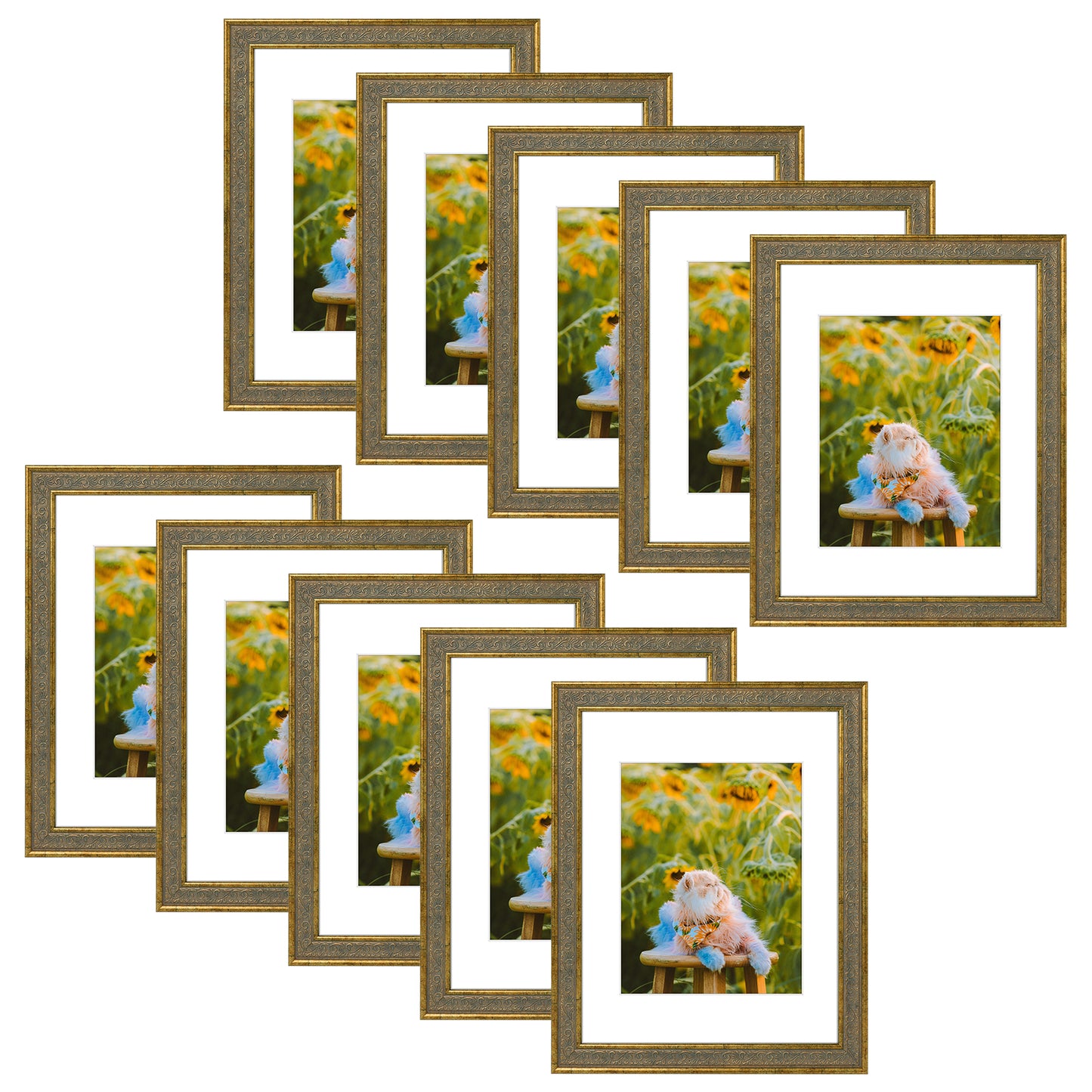 Frametory,11x14 Picture Frame with White Mat for 8x10 Picture (10 Pack)