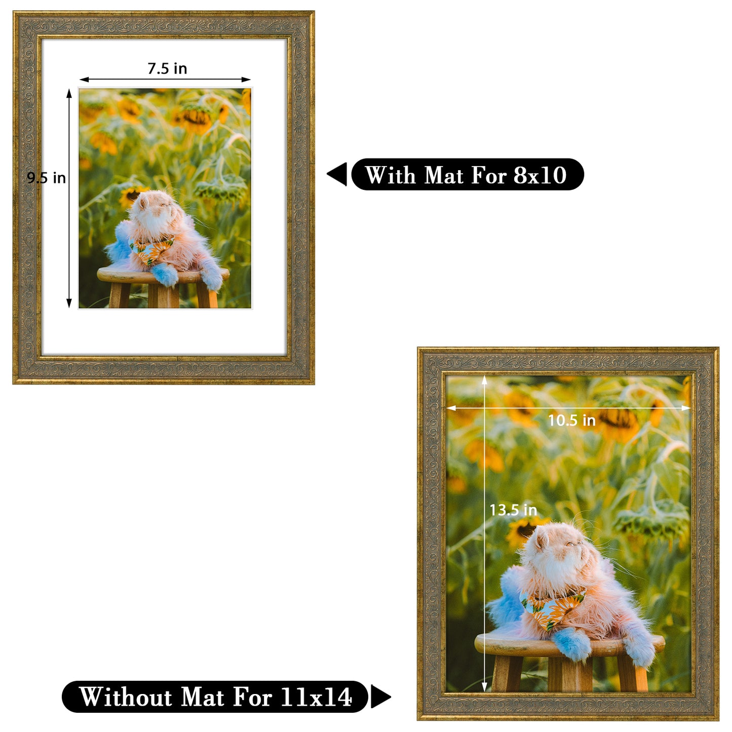 Frametory,11x14 Picture Frame with White Mat for 8x10 Picture (10 Pack)