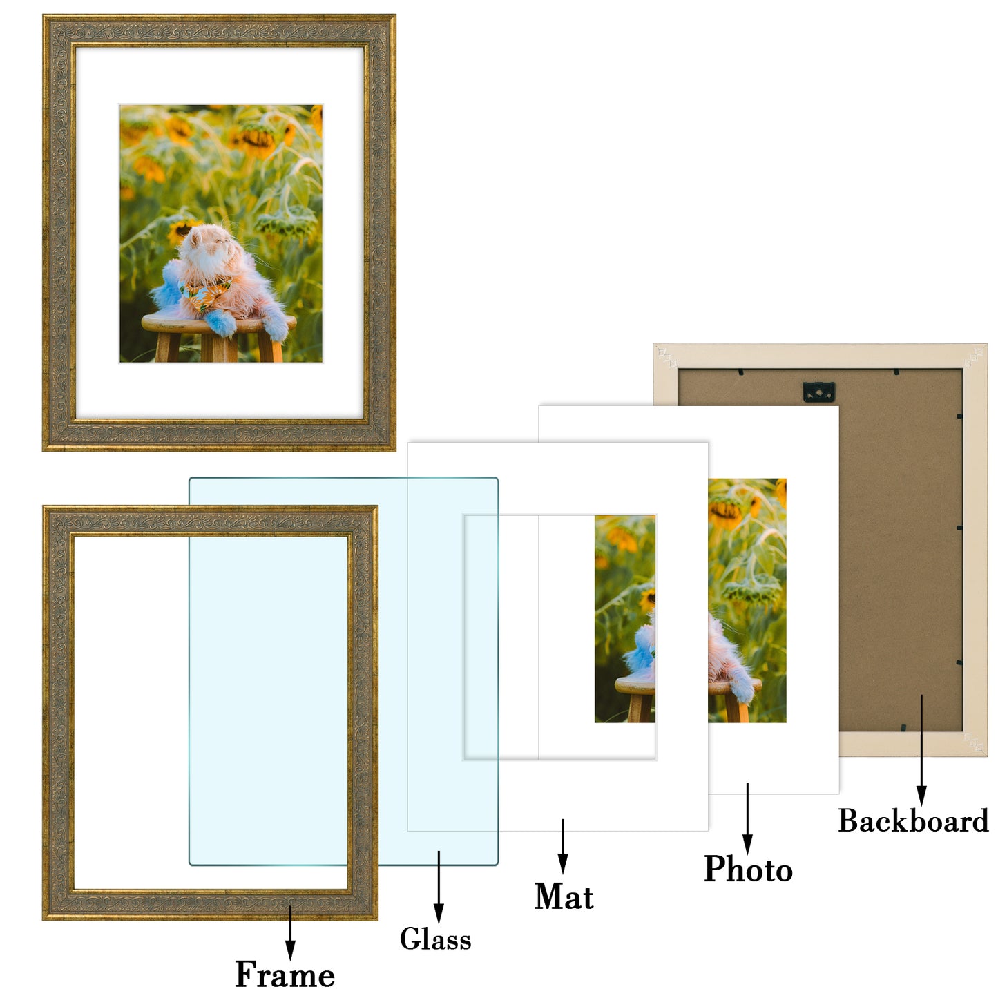 Frametory,11x14 Picture Frame with White Mat for 8x10 Picture (10 Pack)