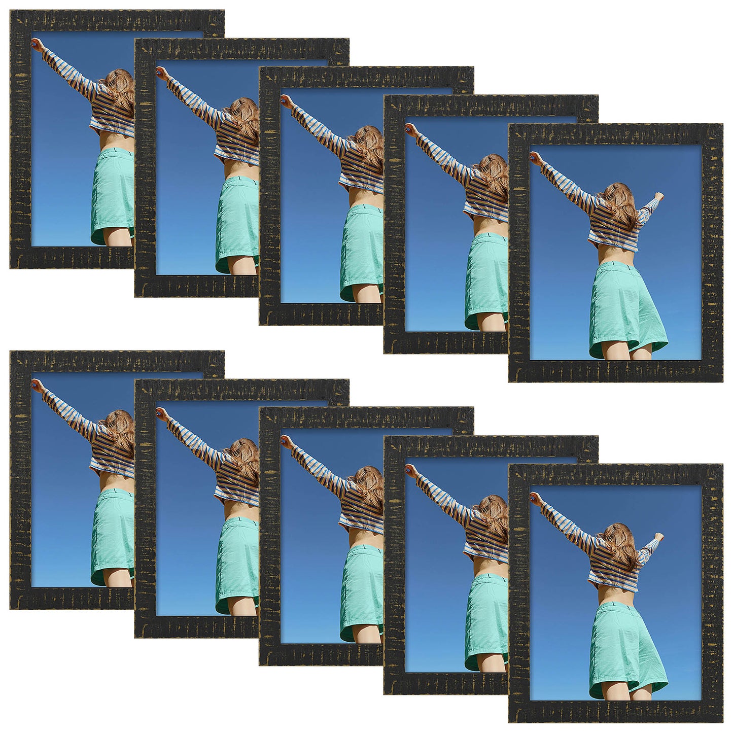 Frametory,8x10 Wood Frame with Plexiglass (10 Pack)