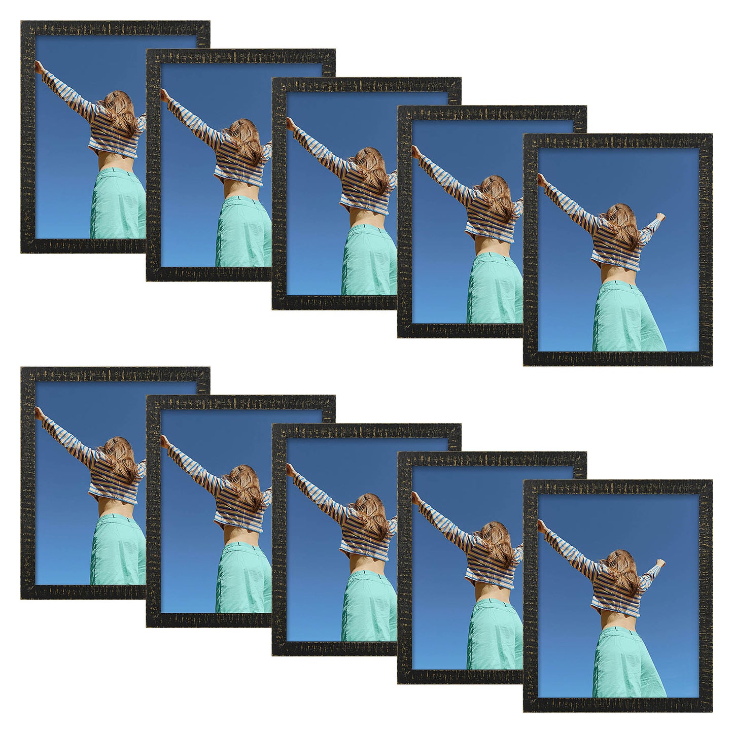 Frametory,11x14 Wood Frame with Plexiglass (10 Pack)
