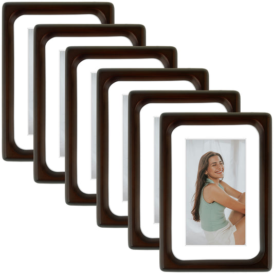 4x6 Picture Frame For 3x5 Photos with Round Corners Dark Brown(6 Pack)