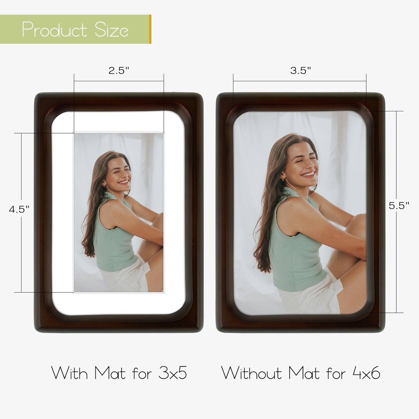 4x6 Picture Frame For 3x5 Photos with Round Corners Dark Brown(6 Pack)