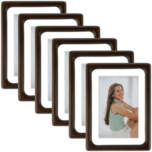 5x7 Picture Frame For 4x6 Photos with Round Corners Dark Brown(6 Pack)