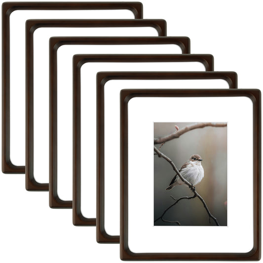 Frametory,Rounded Corner 8x10 Wood Frames For 5x7 Photos (6 Pack)