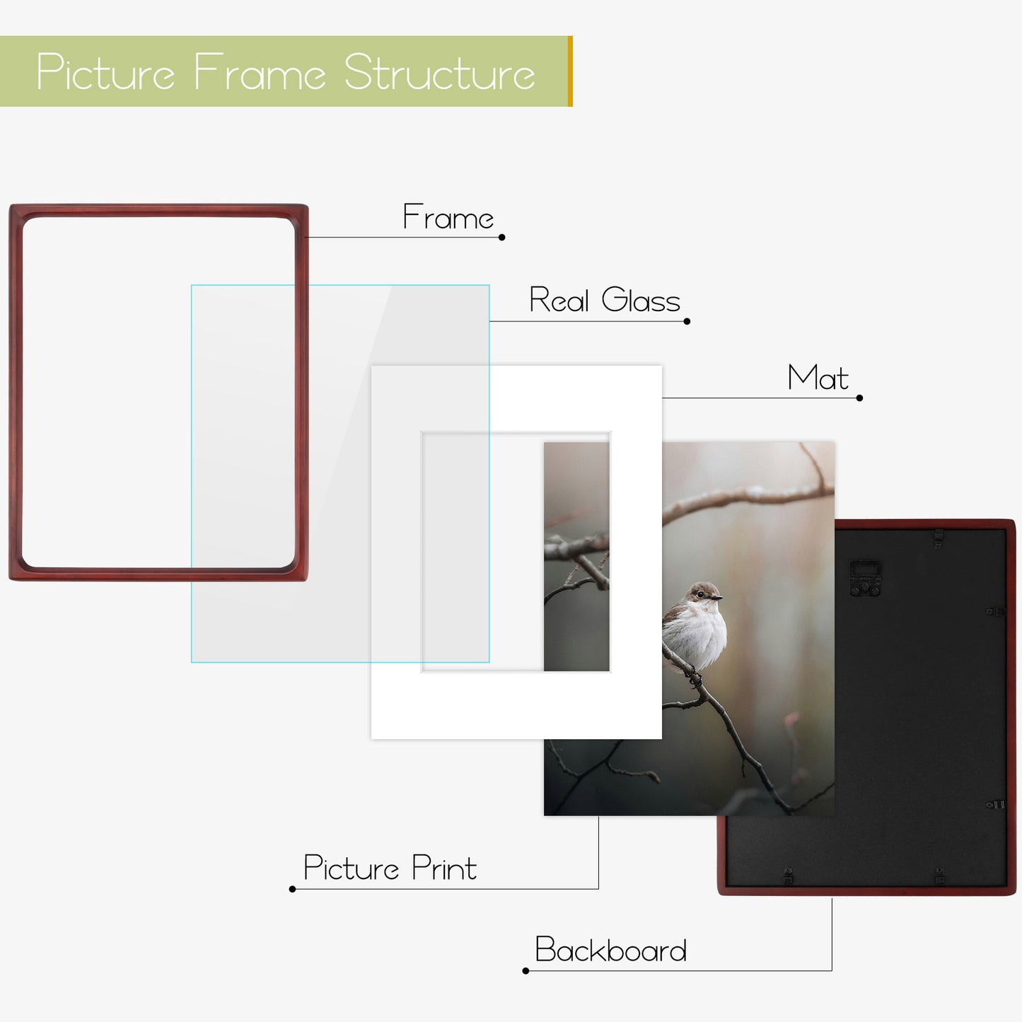 Clearance Rounded Corner 11x14 Wood Picture Frame For 8x10 Photos (6 Pack)